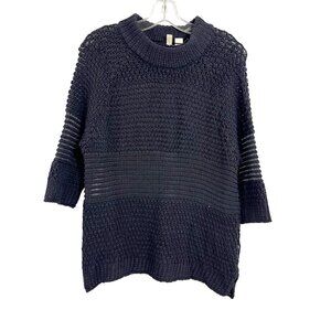 Anthropologie Moth Navy Blue Chunky Knit Short Sleeve Sweater - Size XS